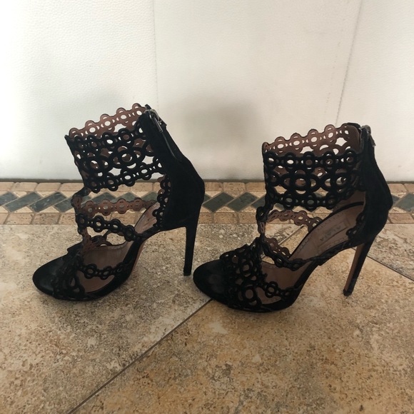 Alaia Chamois Cutout Black Sandals Size 6 - Picture 3 of 8